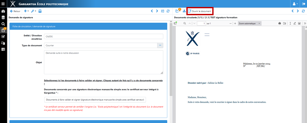 ouvrir le document